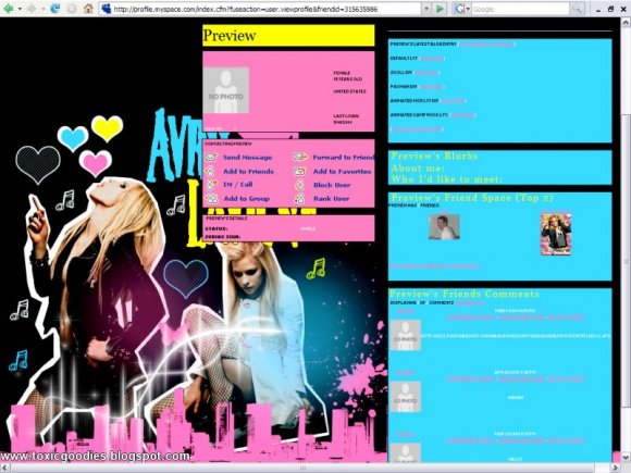 Myspace avril lavigne style layouts CoolChaser These awesome Facebook Avril