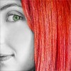 red hair//green eyes