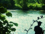 Pretty river and man fishing