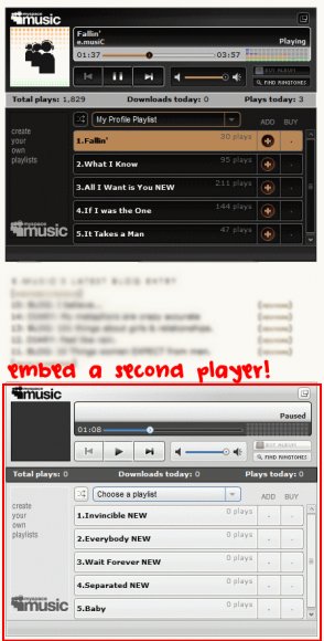 Embed music player anywhere! - Myspace Scripts - CreateBlog